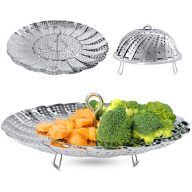Sayfine vegetable steamer basket folding design enables compact storage and quick setup.