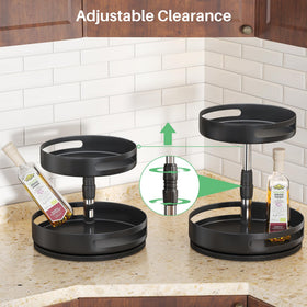 SAYZH 2-tier spice turntable with adjustable height for cabinets.