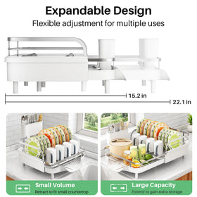 SAYZH dish drying rack drainage tray directs water into the sink to keep counters dry