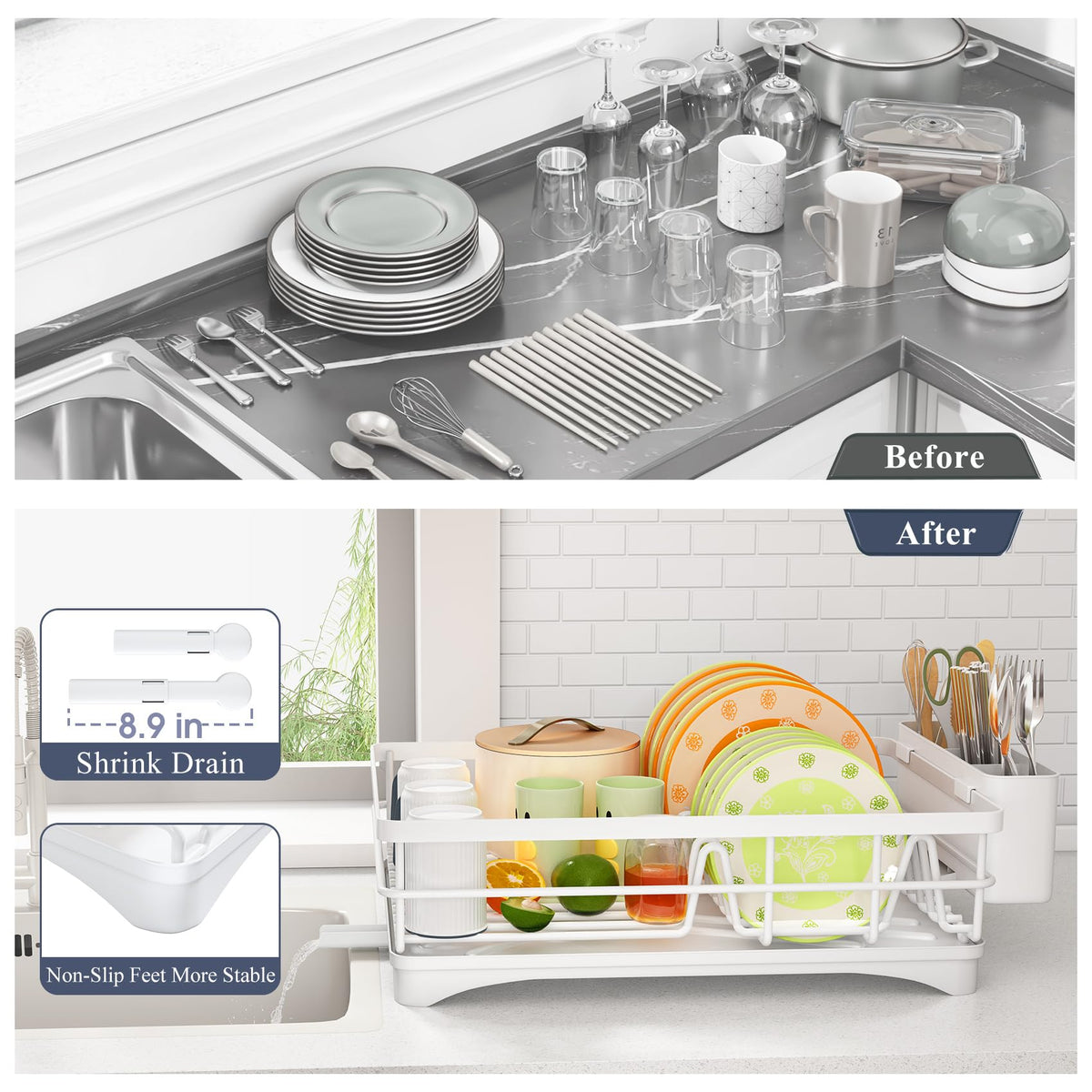 SAYZH dish drying rack is easy to assemble without tools in minutes.