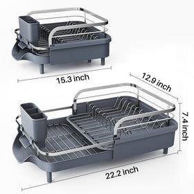 SAYZH raised guardrails keep dishes and bottles secure during drying.