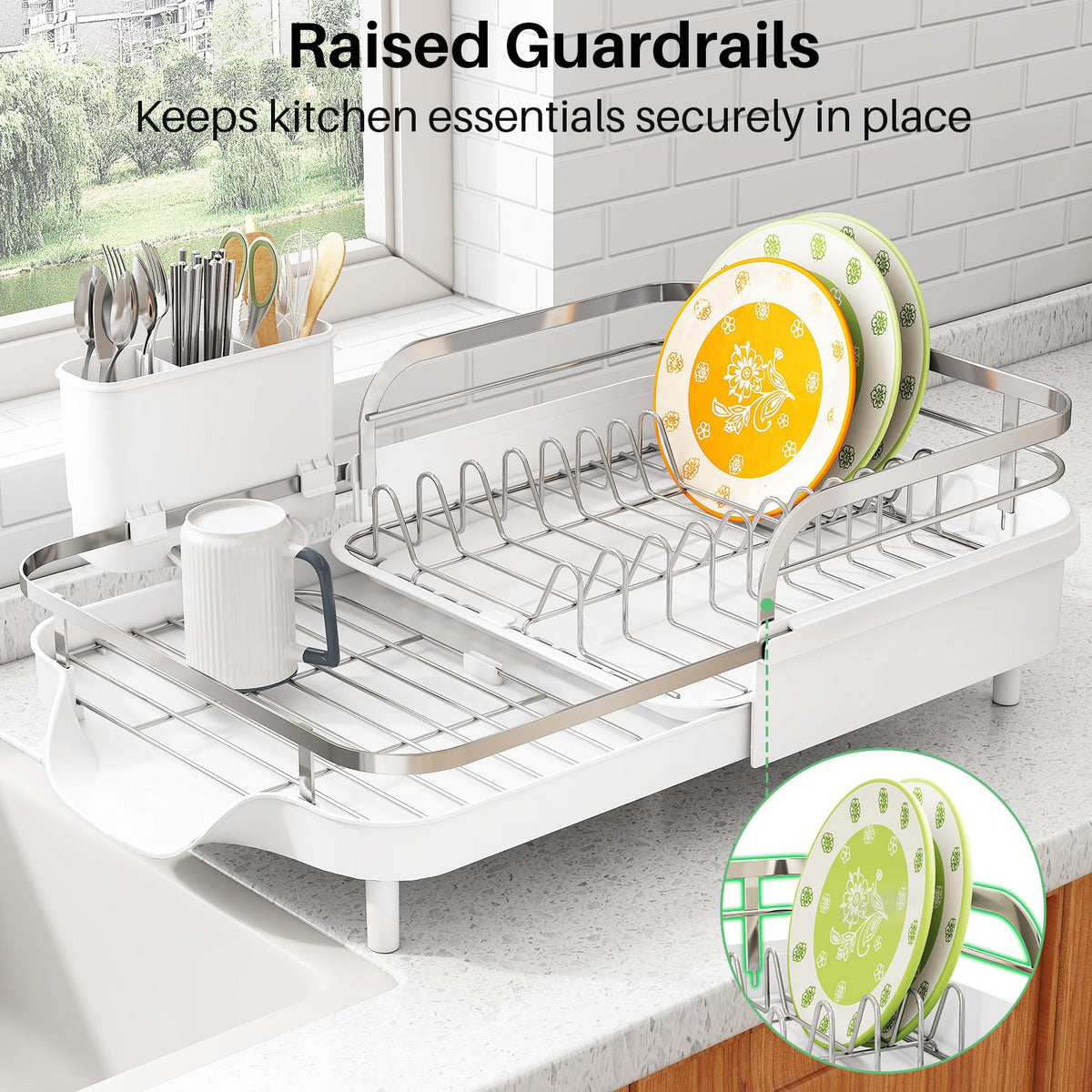 SAYZH dish drying rack utensil holder keeps forks, spoons, and chopsticks organized