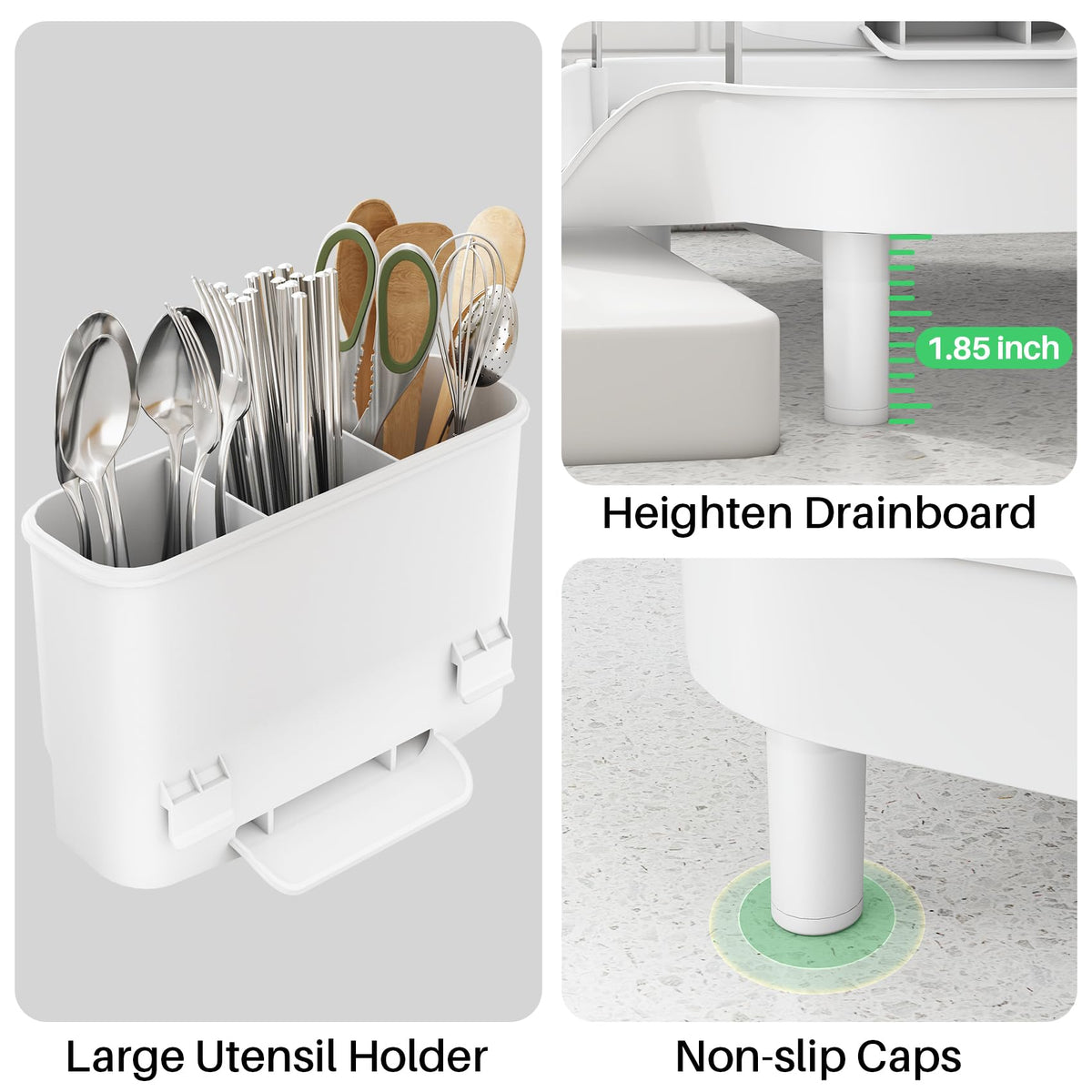 SAYZH dish drying rack white coating minimizes fingerprints and simplifies cleaning