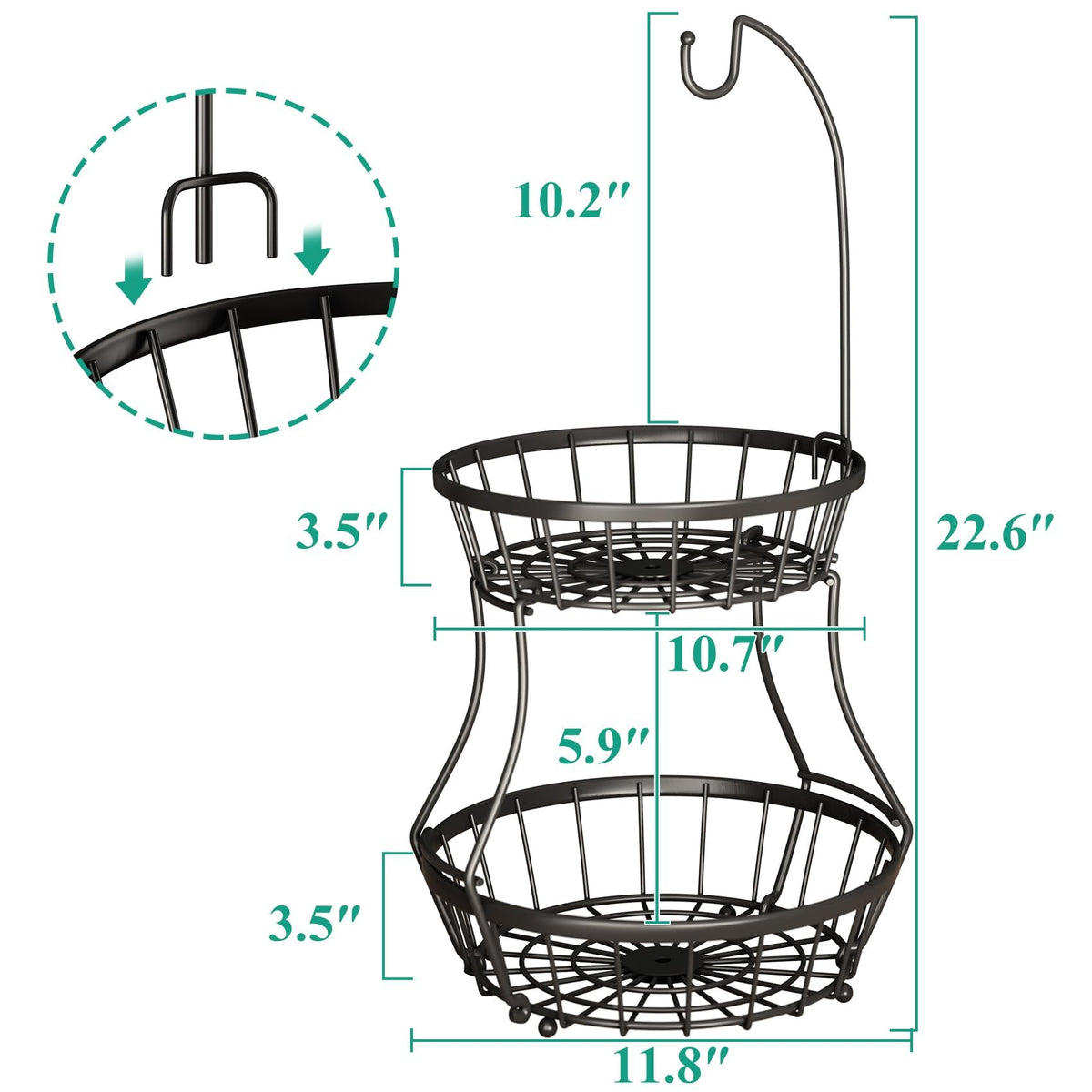 SayZH durable metal frame supports heavy fruits like pineapples on a sturdy base.
