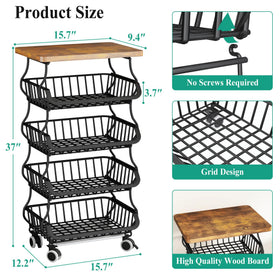 SayZH black metal cart for mobile kitchen organization at home.
