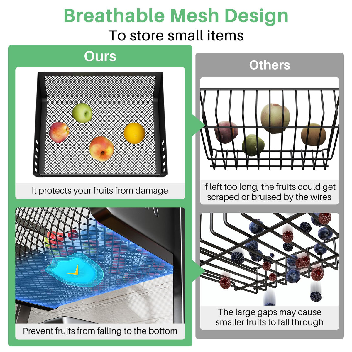 SAYZH detachable mesh basket offering easy access and large capacity