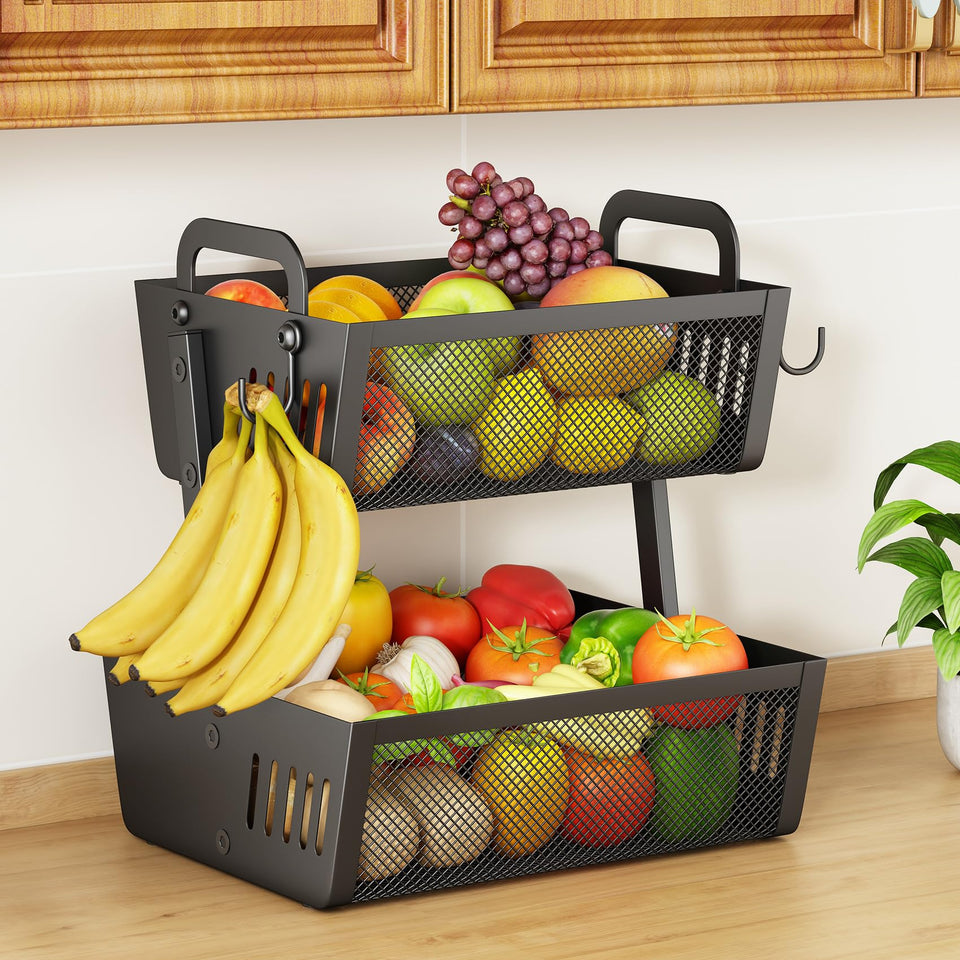 SAYZH fruit stand on counter with ladder frame for organized fruit