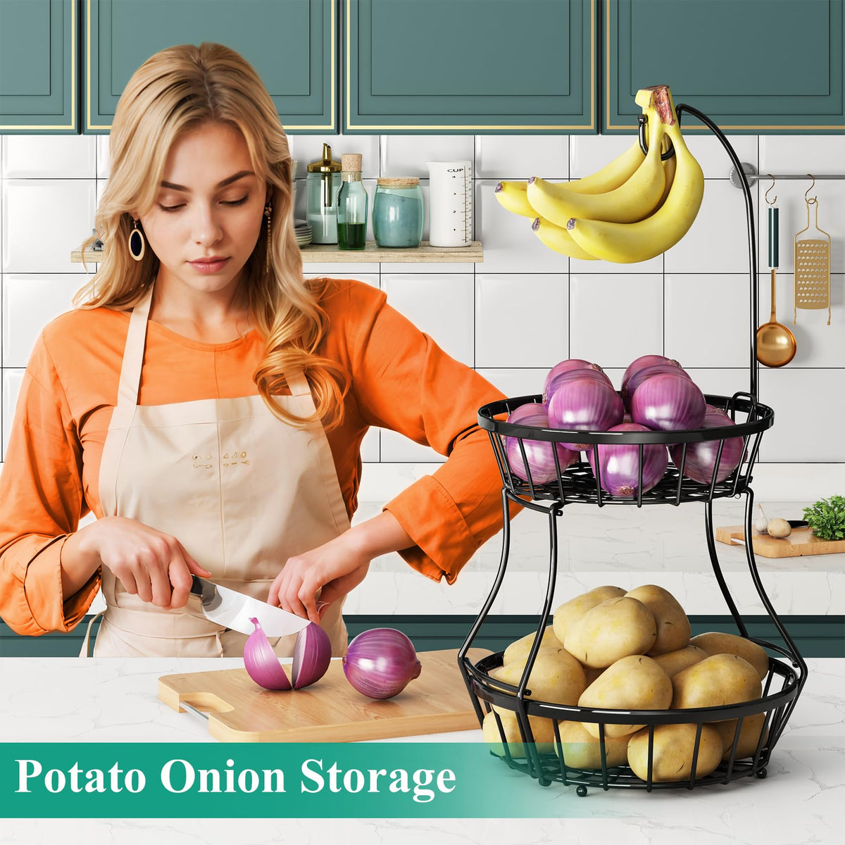 SayZH fruit and bread storage baskets set for easy snack access.