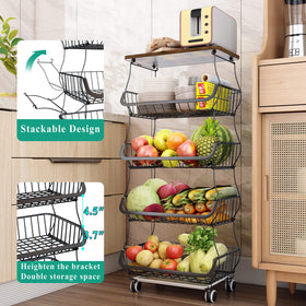 SayZH rolling kitchen cart on wheels enables easy repositioning.