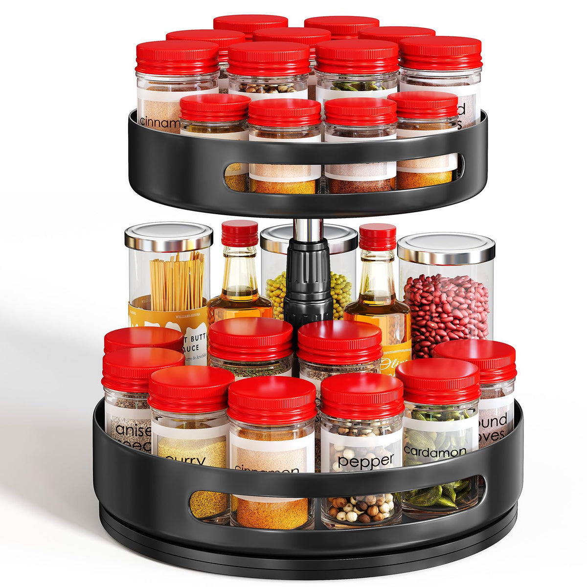 SAYZH Lazy Susan Organizer on countertop for quick spice access.