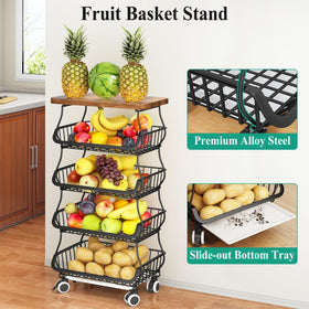 SayZH stackable baskets display fruits and vegetables while saving space.
