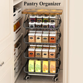 SayZH stackable baskets provide flexible storage for jars and snacks.