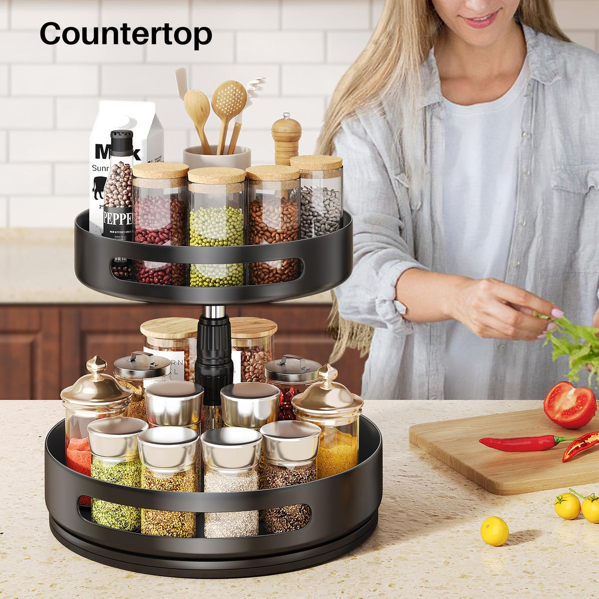 SAYZH Space-saving spice organizer on table or counter top.