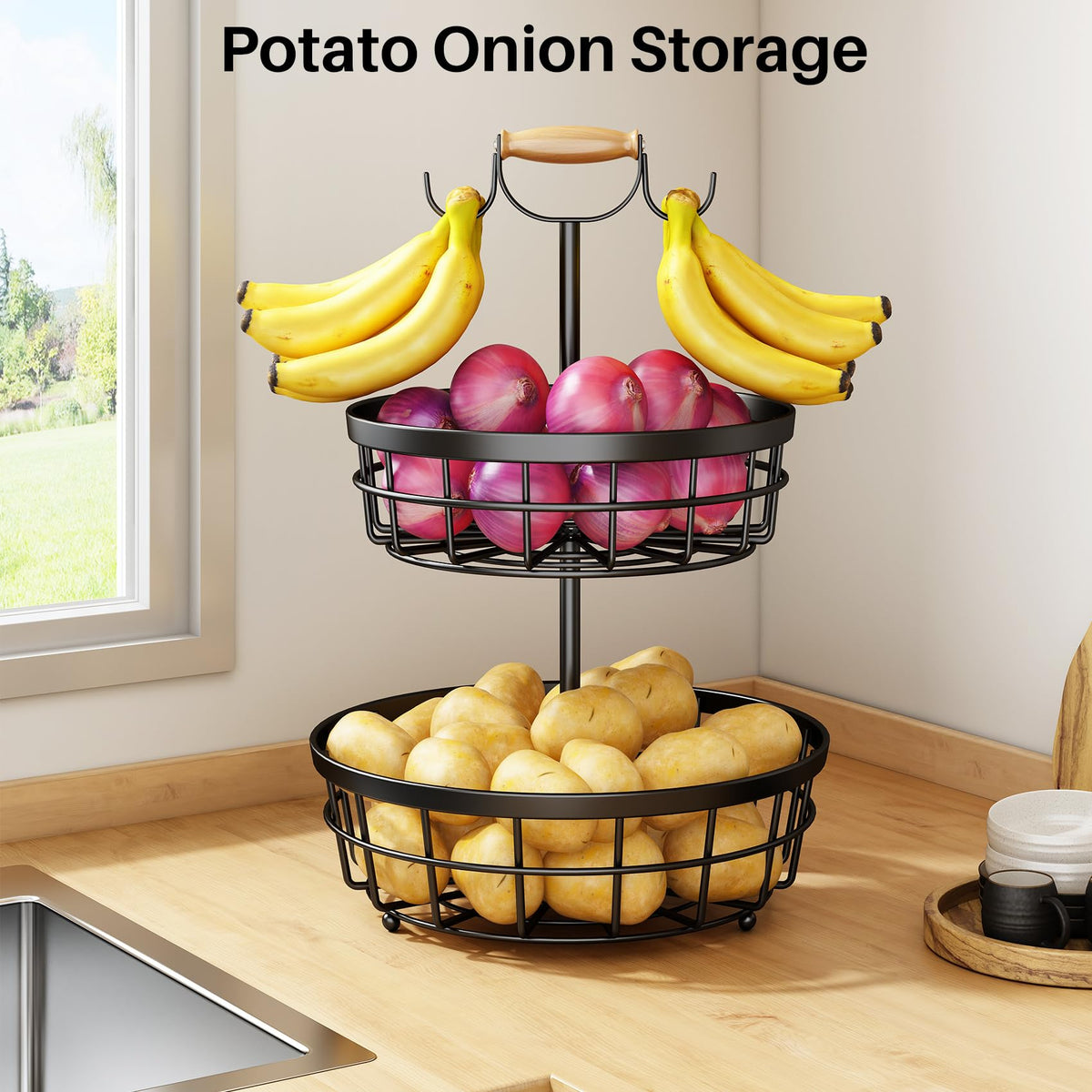 SAYZH two-basket stand open design demonstrates separation of items