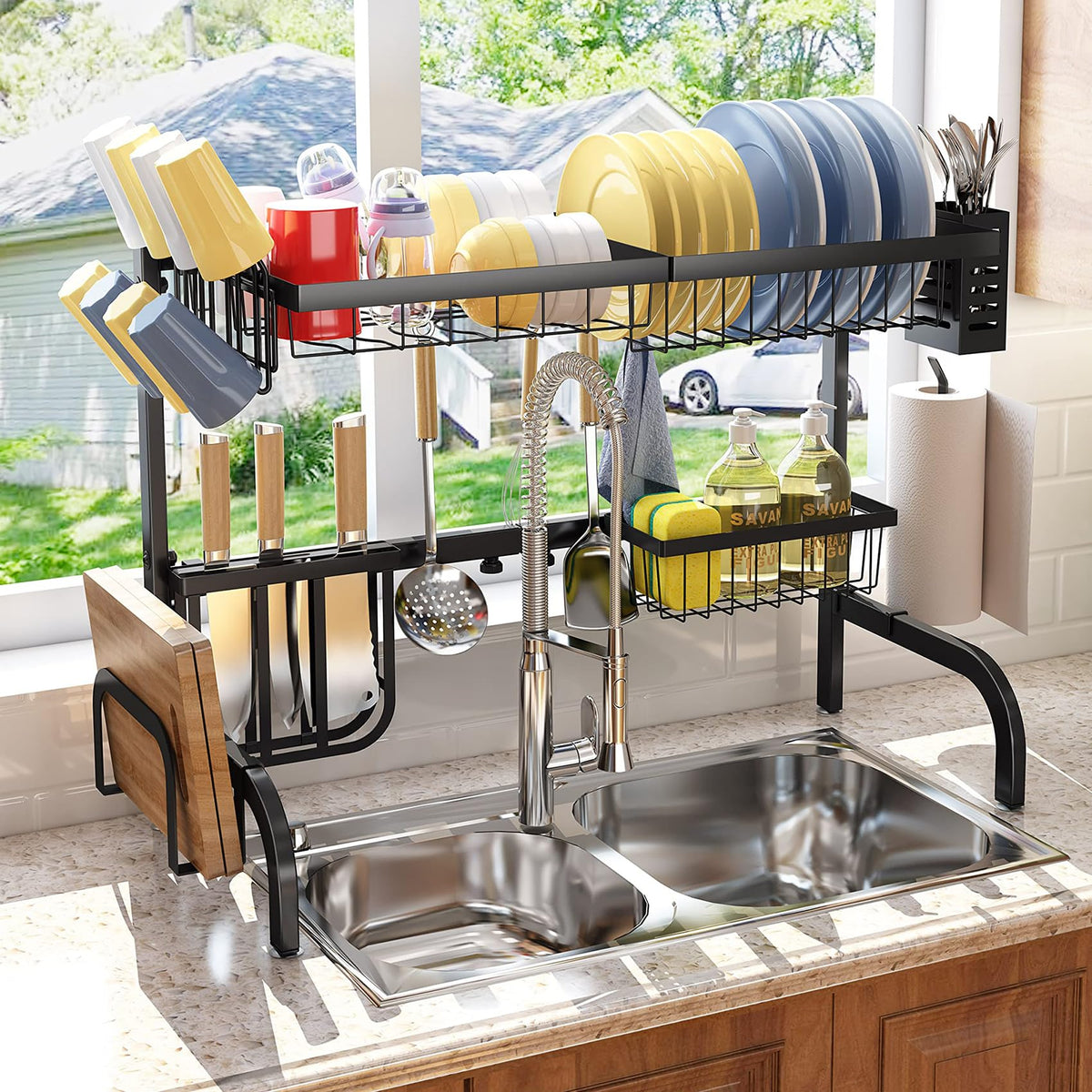 Sayzh two-tier black metal rack offers extra drying space