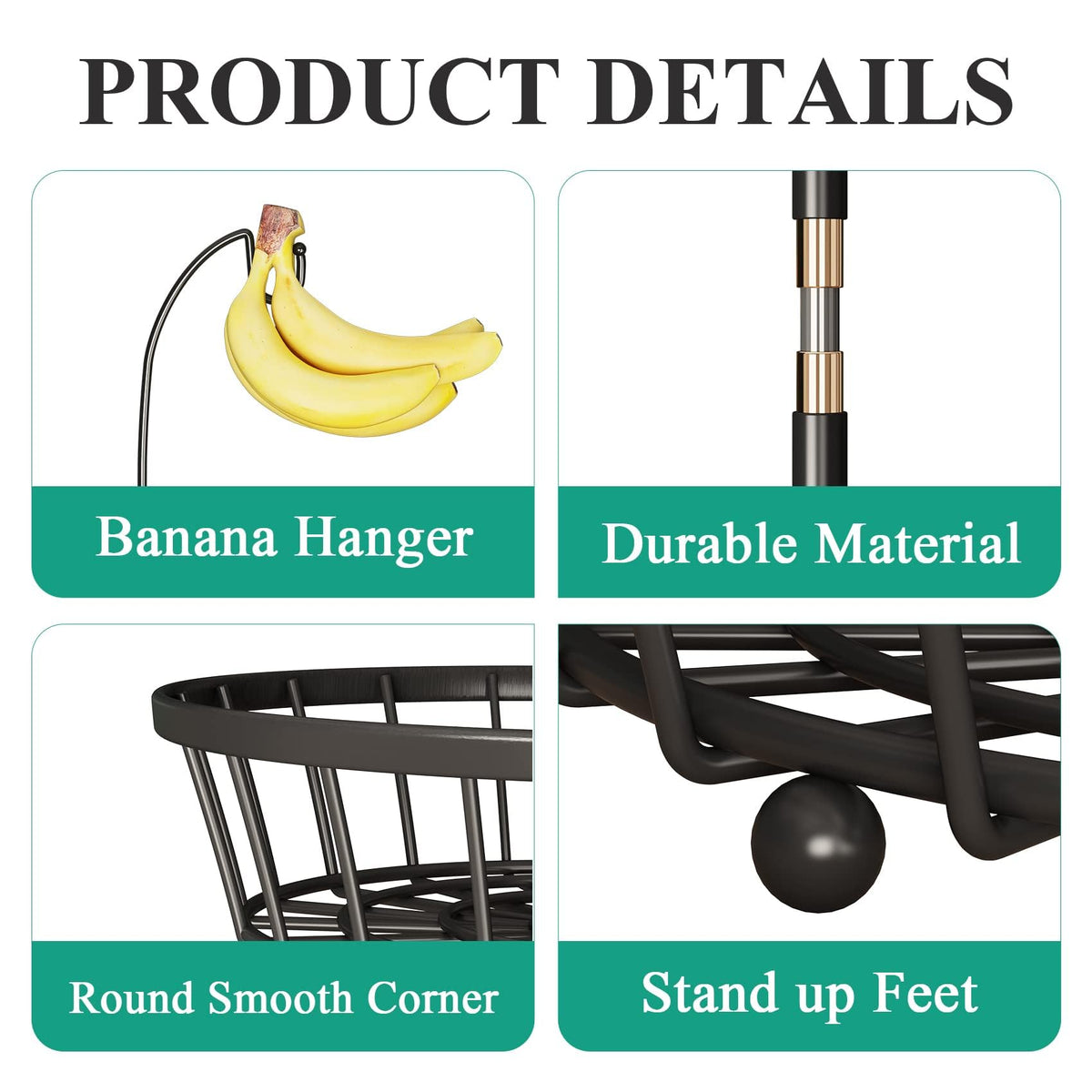 SayZH ventilated fruit storage stand promotes airflow around produce on the counter.