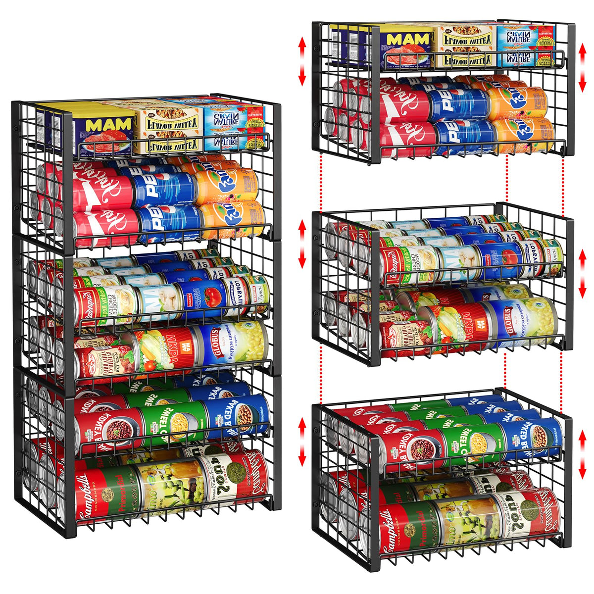 Sbanmao 3-pack stackable can rack organizer for pantry maximizes vertical storage.
