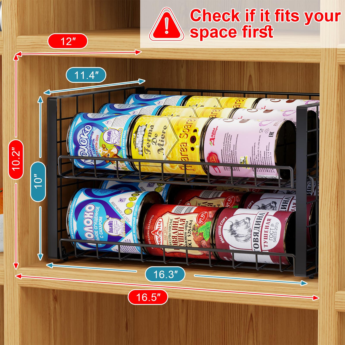 Sbanmao heavy-duty flat iron design supports stable can storage.