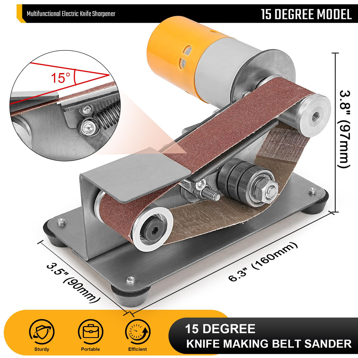 Sbestily sharpener side view highlights seven speed control for versatile tasks