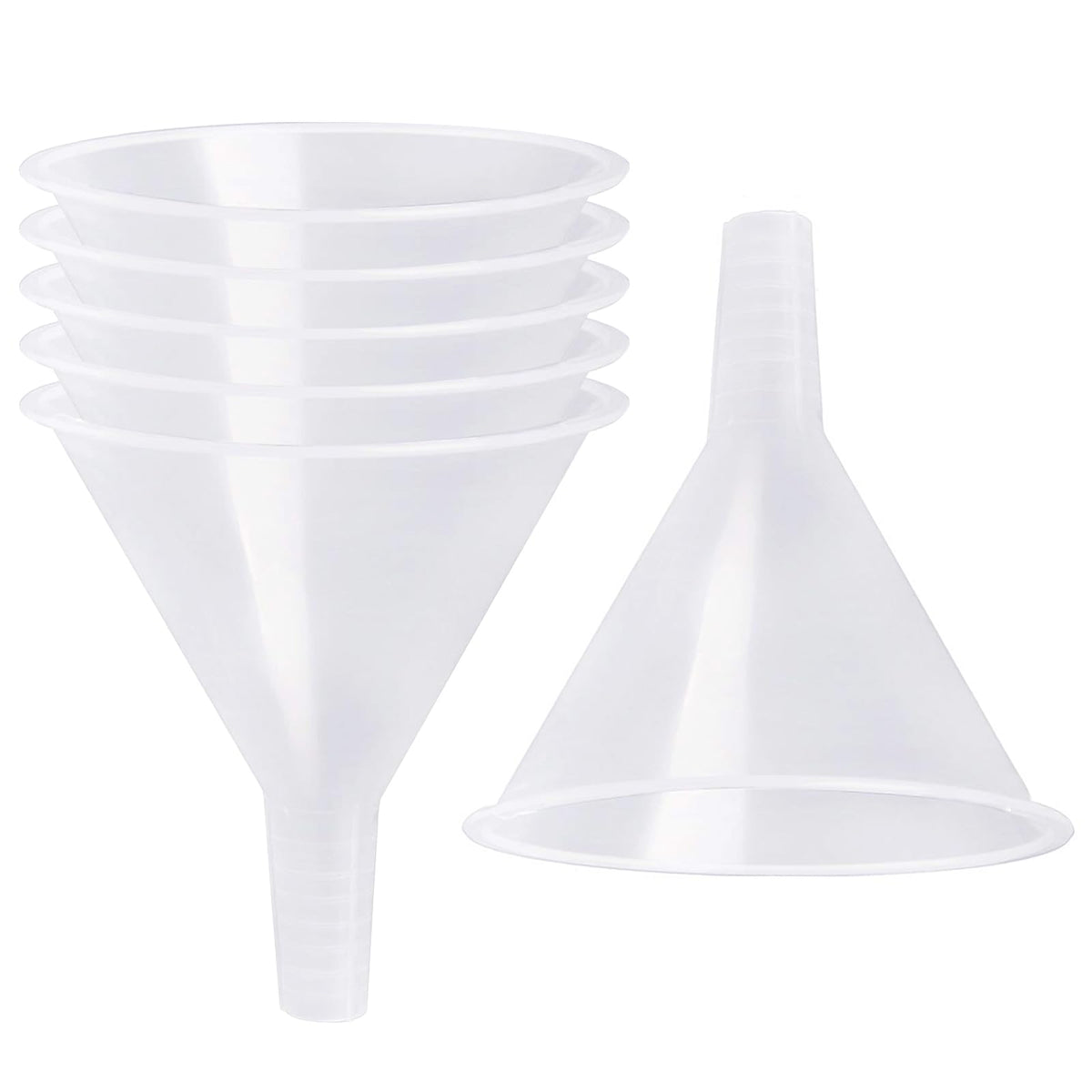SBYURE 6-pack plastic funnels with long-reaching spout for precise liquid transfer