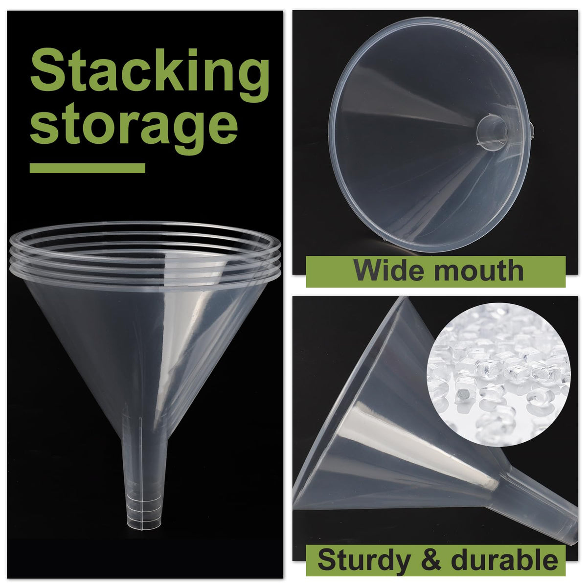 SBYURE multipurpose funnels with stable base for spill-free pouring