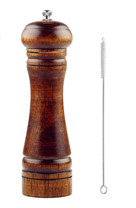 S&C Living 8-inch oak pepper mill side view for precise seasoning