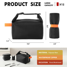 Scandihome lunch bag black side view shows portable, lightweight design for on-the-go meals