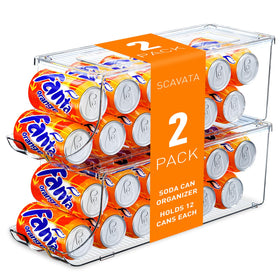 SCAVATA 2-pack soda can organizer in fridge keeps cans neatly accessible.