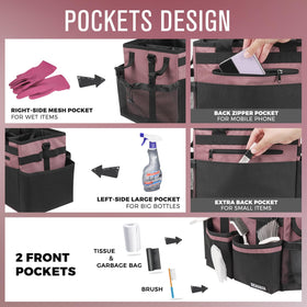 SCAVATA caddy featuring adjustable shoulder straps for hands-free cleaning on the go.