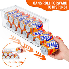 SCAVATA clear fridge bin for 12 cans offers quick visibility.