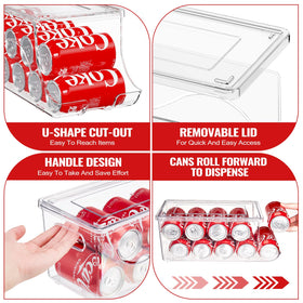 SCAVATA clear fridge bin enables quick spotting of cans