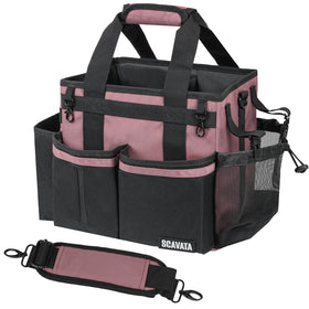 SCAVATA compact cleaning caddy with a sturdy handle for easy transport.