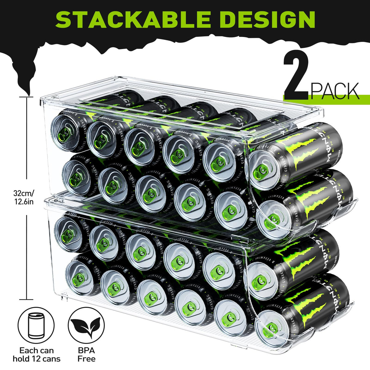 SCAVATA fridge can dispensers with lid organize shelves and prevent spills.