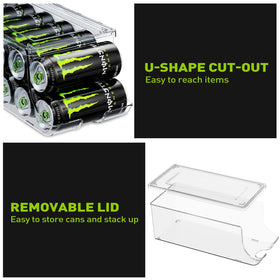 SCAVATA soda can rack holds standard and skinny cans for versatile storage.