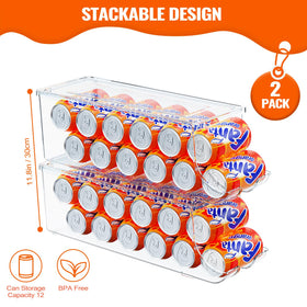 SCAVATA stackable can dispenser with lid saves fridge space and freshness.