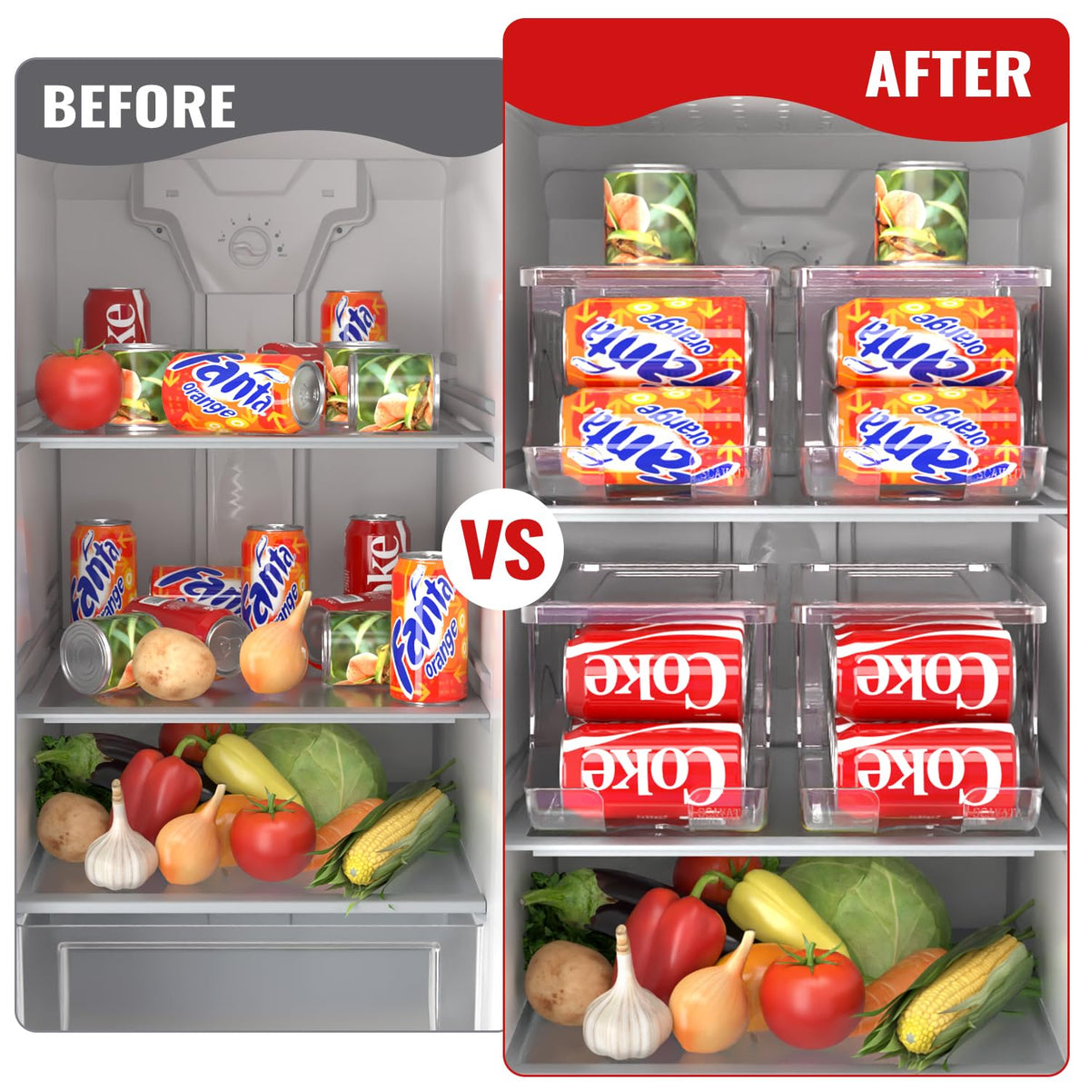 SCAVATA transparent pantry bin enables fast access to canned goods