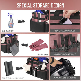 SCAVATA wearable cleaning caddy with handle and adjustable straps for comfortable cleaning on the go.