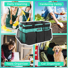 SCAVATA Wearable Caddy worn during housework or car cleaning for convenience.