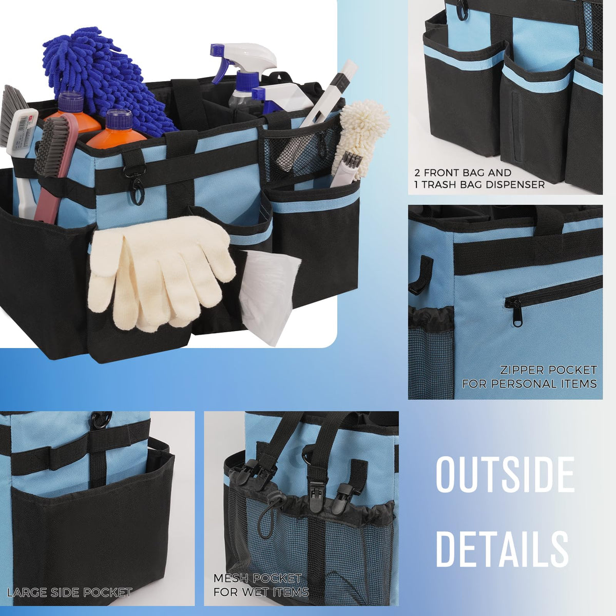 SCAVATA wearable cleaning caddy interior dividers enable customizable storage