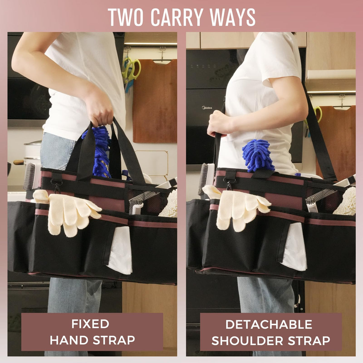 SCAVATA caddy used in kitchen or car for quick access to supplies.