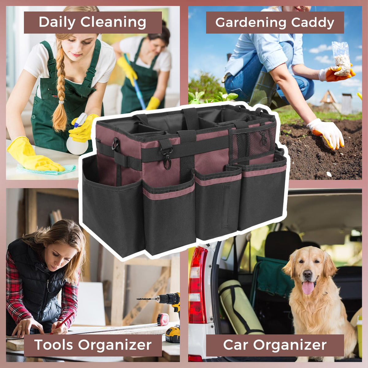 SCAVATA lotuspink caddy adds stylish practicality to cleaning routines.