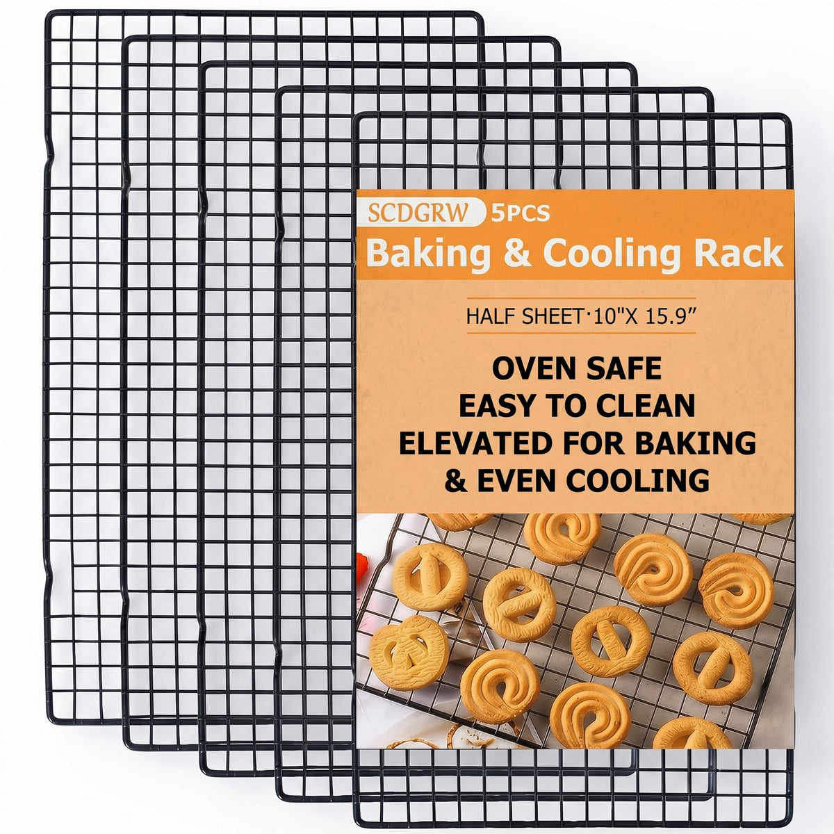 SCDGRW 5-pack cooling racks with 10x16 size for versatile cooling