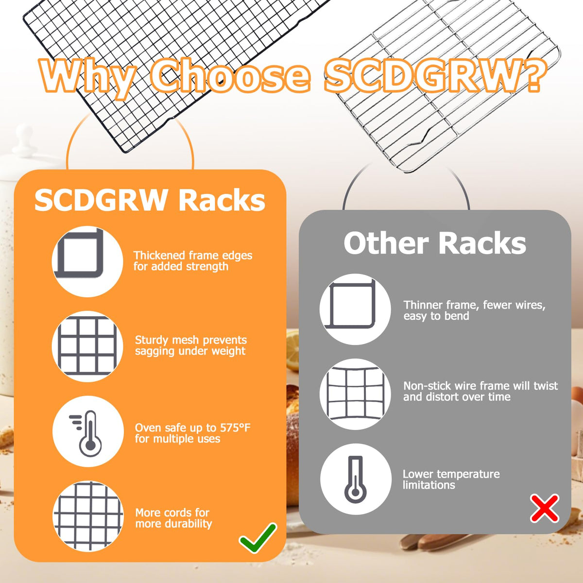 SCDGRW dishwasher-safe cooling rack for easy cleaning