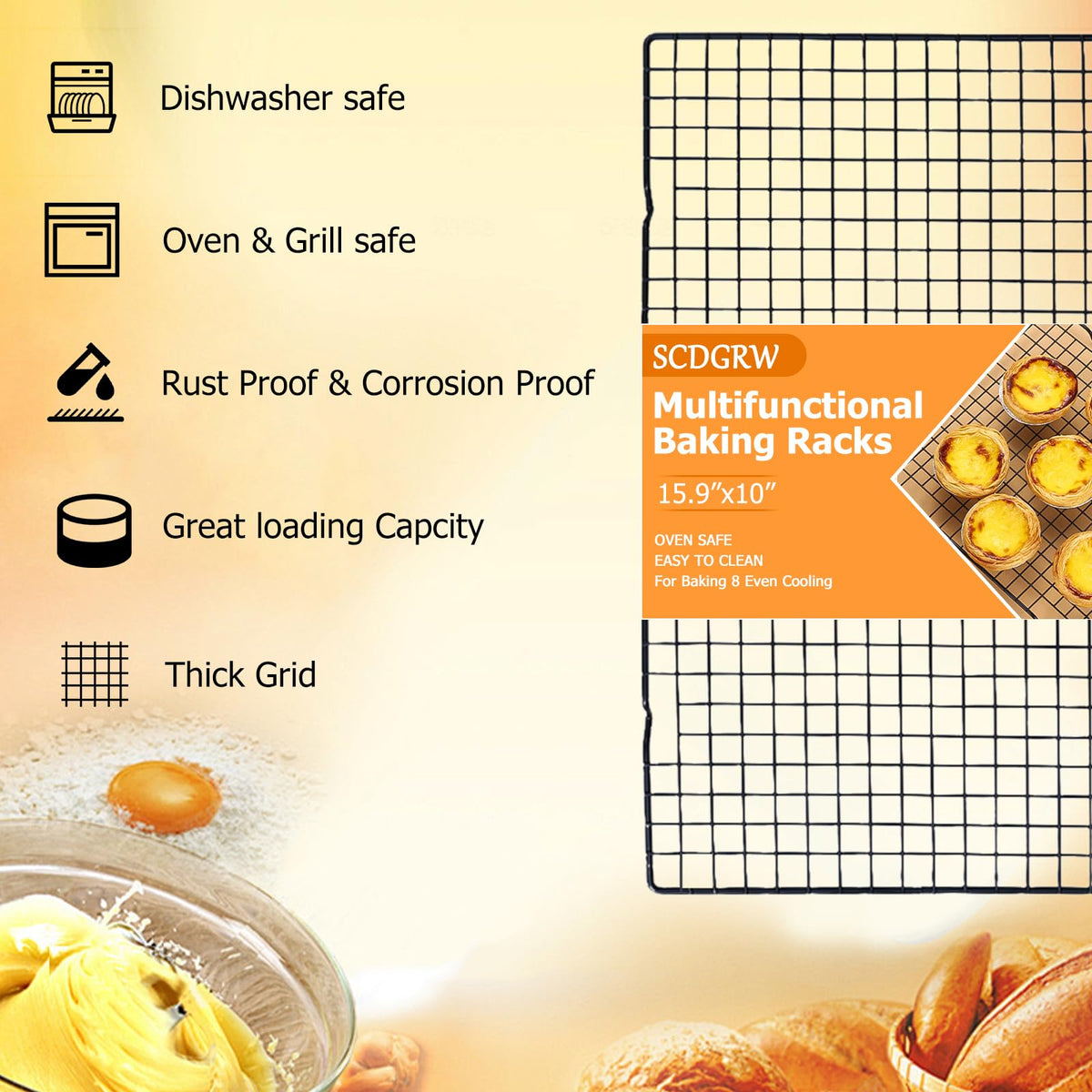 SCDGRW rack supports small to medium pans for versatile use