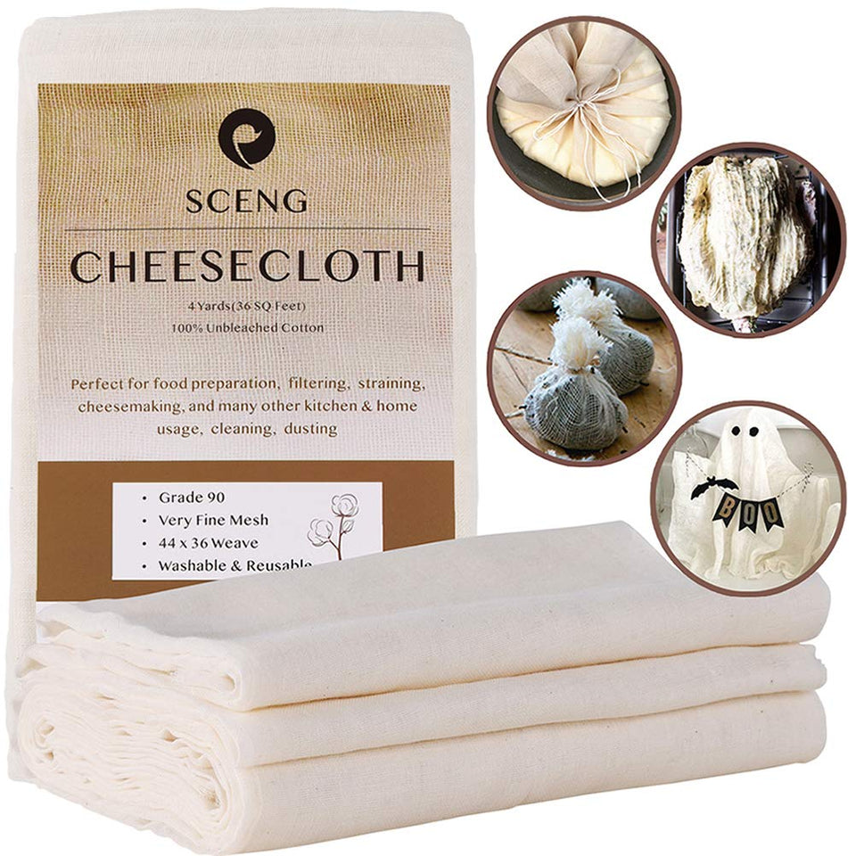 S.CENG Cheesecloth Grade 90 unbleached cotton, 36-square-feet for reusable straining