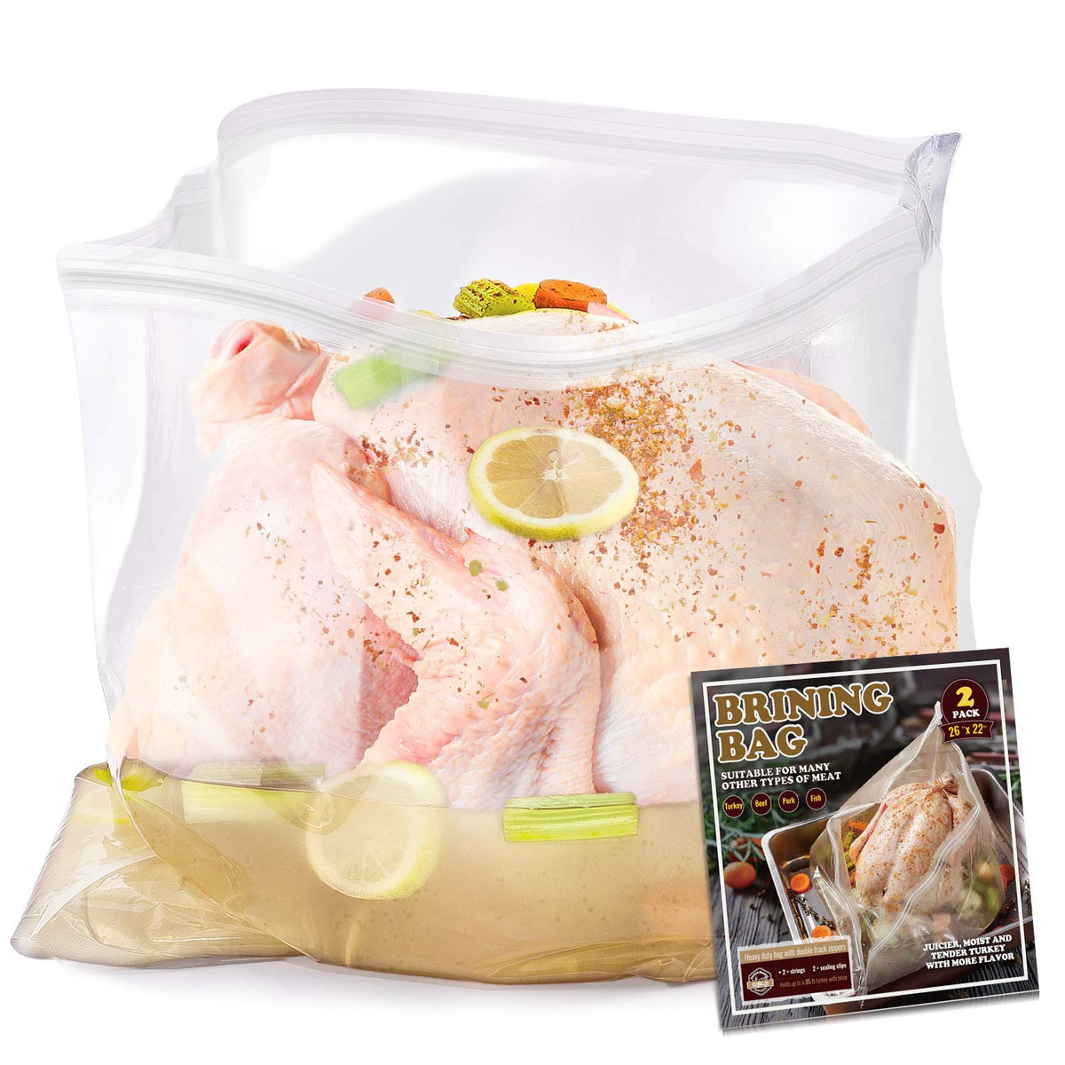 SCENGCLOS brining bag 26x22 sealed tightly to prevent leaks during brining