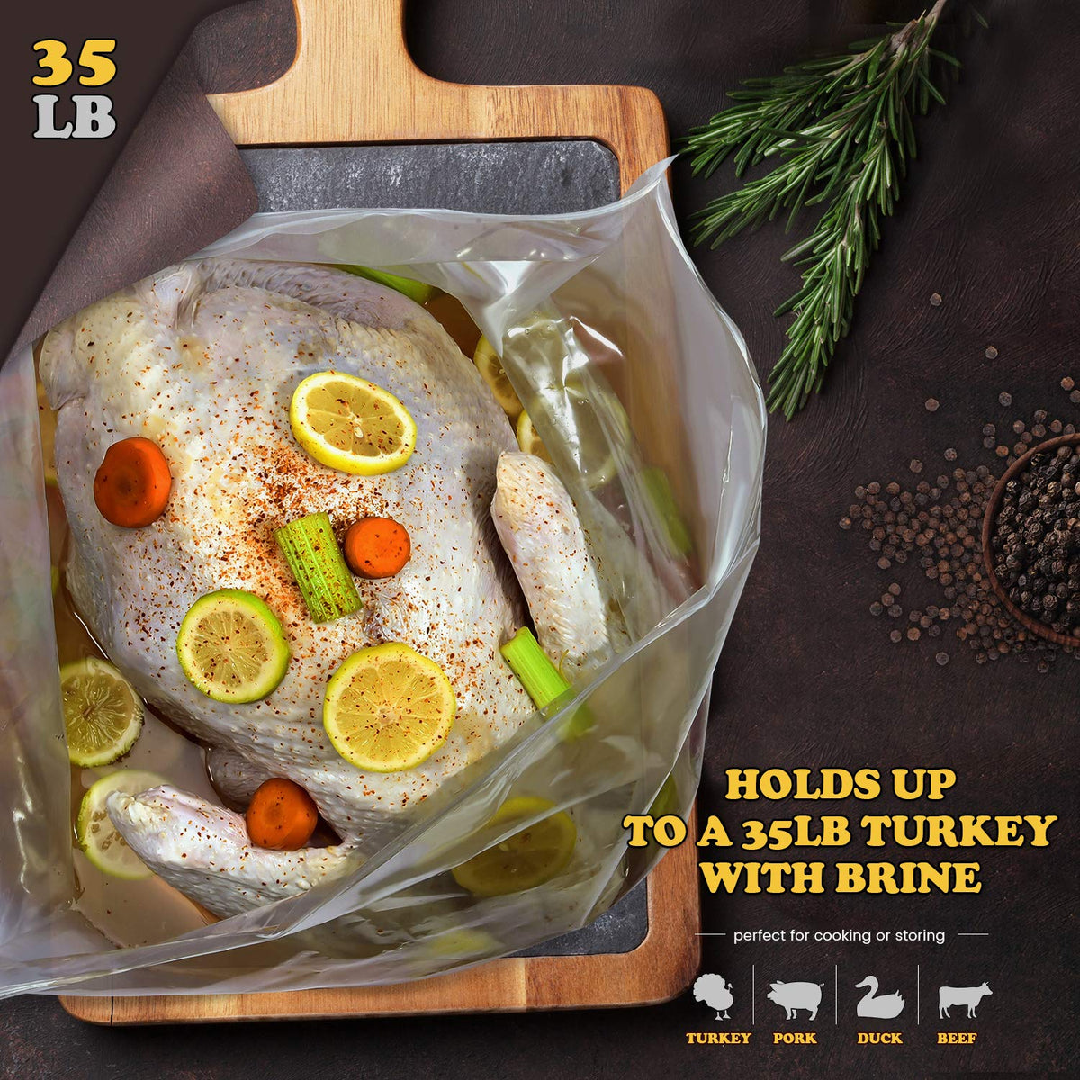 SCENGCLOS brining bag easy-to-use design reduces kitchen mess
