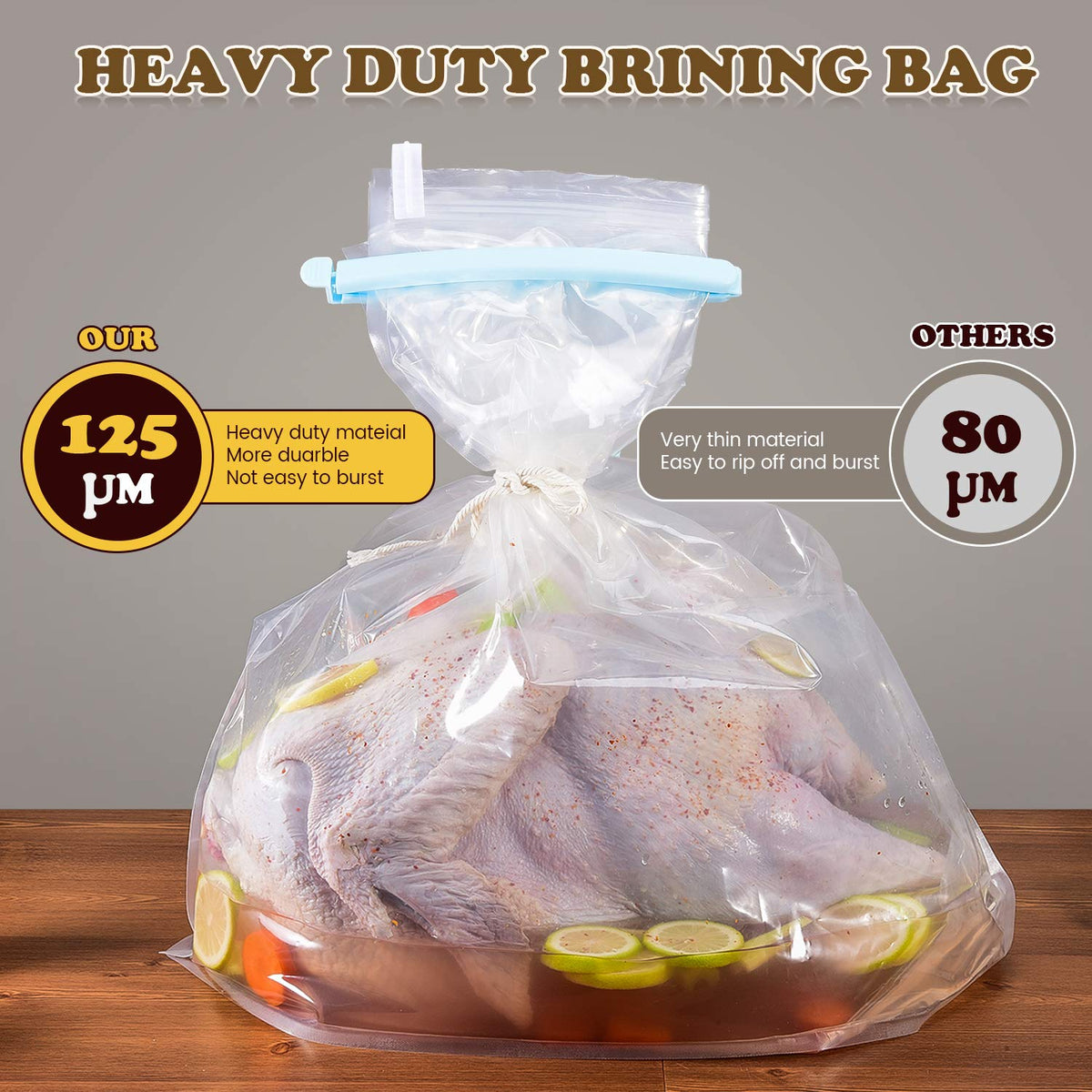 SCENGCLOS brining bag heavy-duty material supports turkey and liquid safely