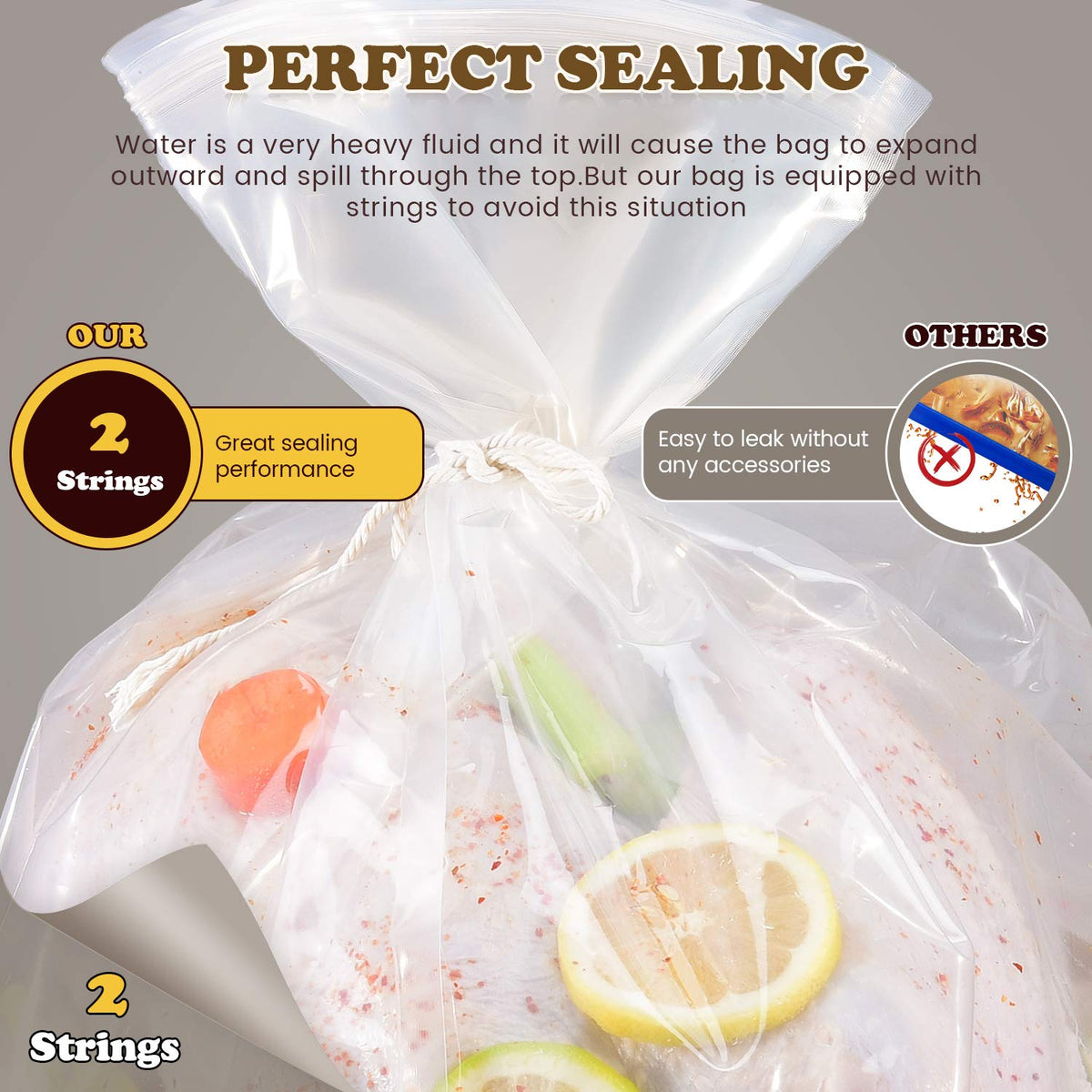 SCENGCLOS brining bag two large clips keep it closed even with weighty brine
