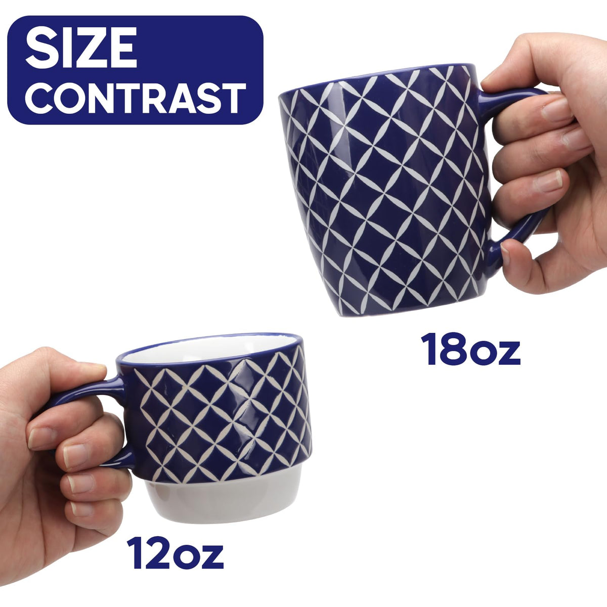 Blue floral Schliersee mug with ample 18 oz capacity for tea or cocoa.